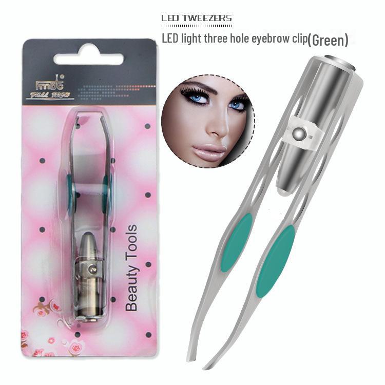

Триммер для бровей из нержавеющей стали со светодиодной подсветкой, пинцетом и инструментом для удаления волос