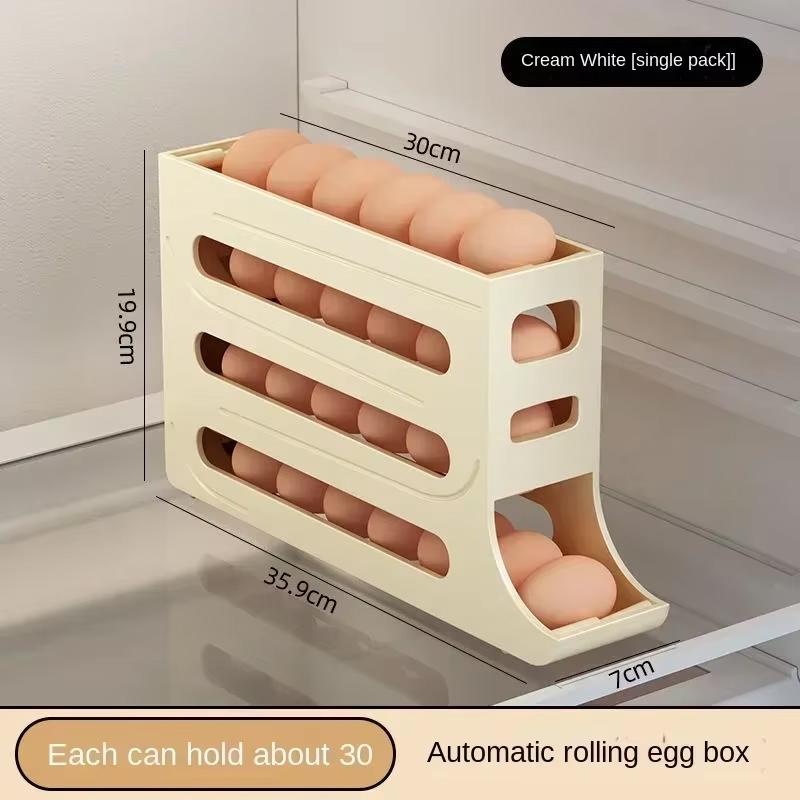 

Egg Storage Box Egg Case Holder Large Capacity Egg Tray Organizer Household Space-Saving Eggs Rolling Rack for Refrigerator