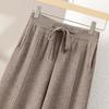New White Wide-Leg Knitted Pants with Drawstring - Loose, Thickened, Plus Size for Autumn & Winter Casual Wear