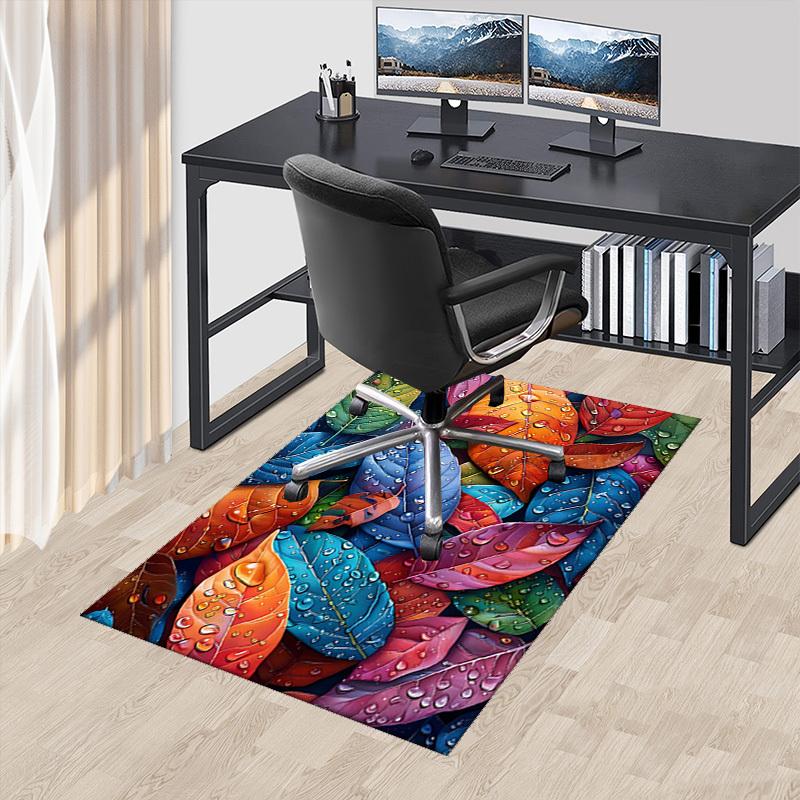 1 Stück bunte Blattdesign-Stuhlmatte - Festliches Geschenk für Bürostühle, rutschfester Teppich für die Heimdekoration, geeignet für alle Jahreszeiten und Räume.P029
