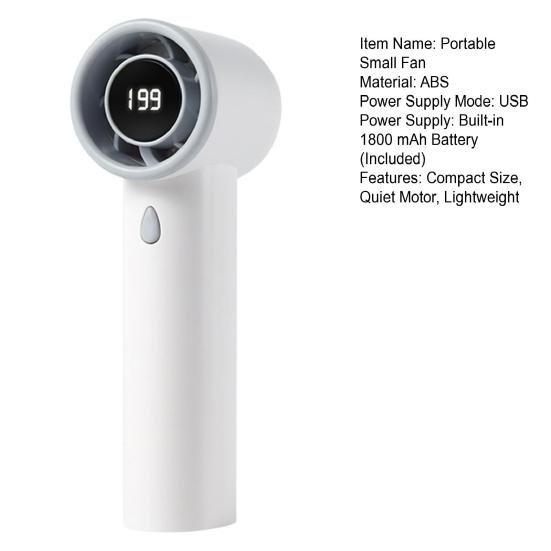 Portable Small Fan USB Charging LCD Display High-Speed Brushless Motor Digital Display Screen Mini Handheld Cooling Fan