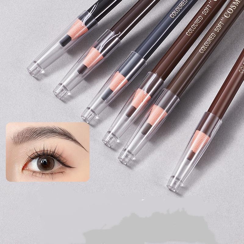 Eyebrow Pencil Dual-Ended, Waterproof & Smudge Proof Brow Definer with Spoolie Brush, Natural Looking Fine Long Lasting Daily Makeup