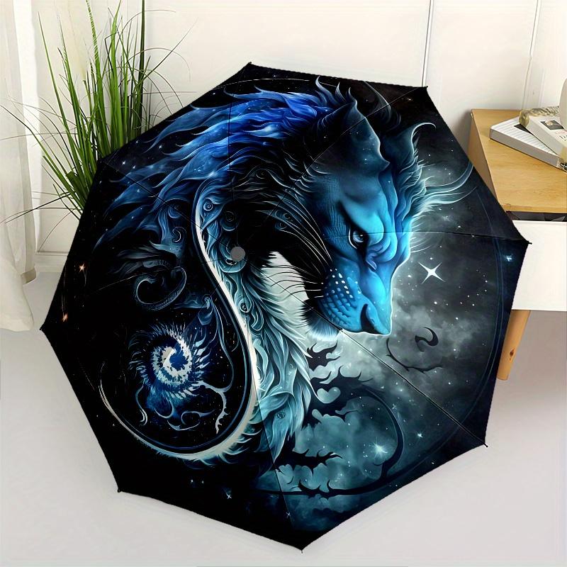 Автоматический складной зонт с тематикой Льва Инь-Ян, Портативный компактный 3-складной зонт для мужчин и женщин, Подарок на День святого Валентина, День матери0725067