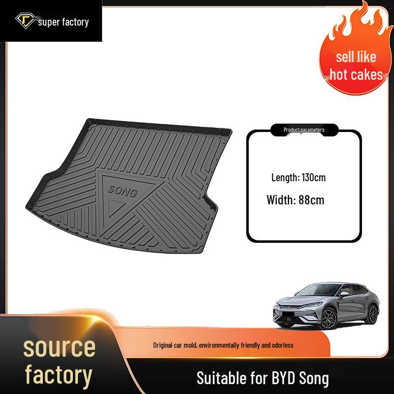 Waterproof and Wear-Resistant Trunk Mat for 2016-2021 BYD Song and 2019-2025 Song PRO Models.