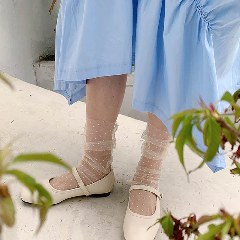 Průhledné šifonové puntíkované módní ponožky, tylové ponožky, síťované punčochy, nylon