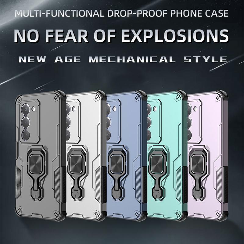 KEYSION Funda Blindada Antigolpes para Redmi 15 169.5mm 171mm Silicona+PC Soporte de Anillo Metálico Vertical Funda para Teléfono para Redmi 15 5G