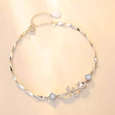 Rose Bracelet Women Ins New Light Luxury Niche Design High-end Exquisite Diamond-encrusted Bracelet for Girlfriend Gift