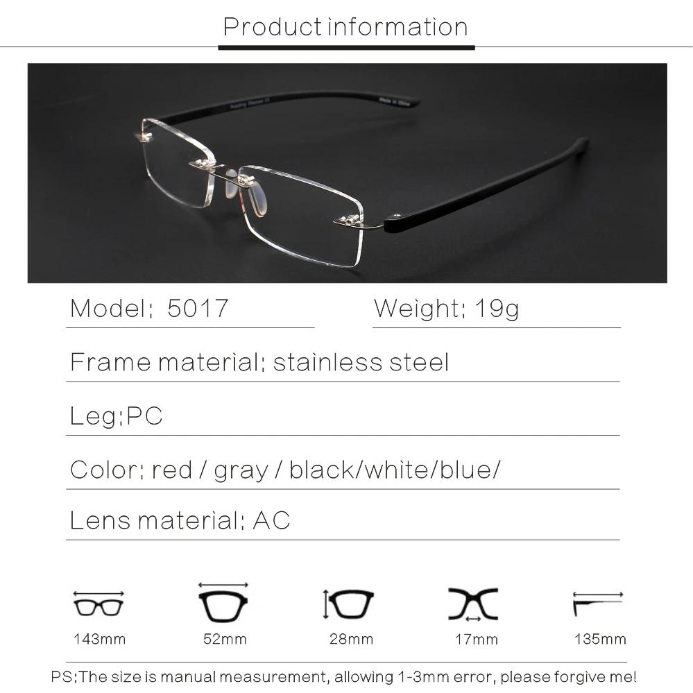 Frameless PC Reading Glasses for Men Women Lightweight Prescription Eyewear Readers with Clear Vision