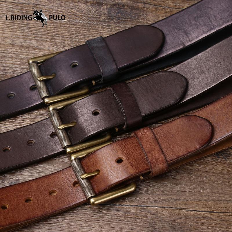 Purely Handmade Widened and Thickened Top Layer Cowhide Men's Belt American Retro Genuine Leather Pin Buckle Belt Men's