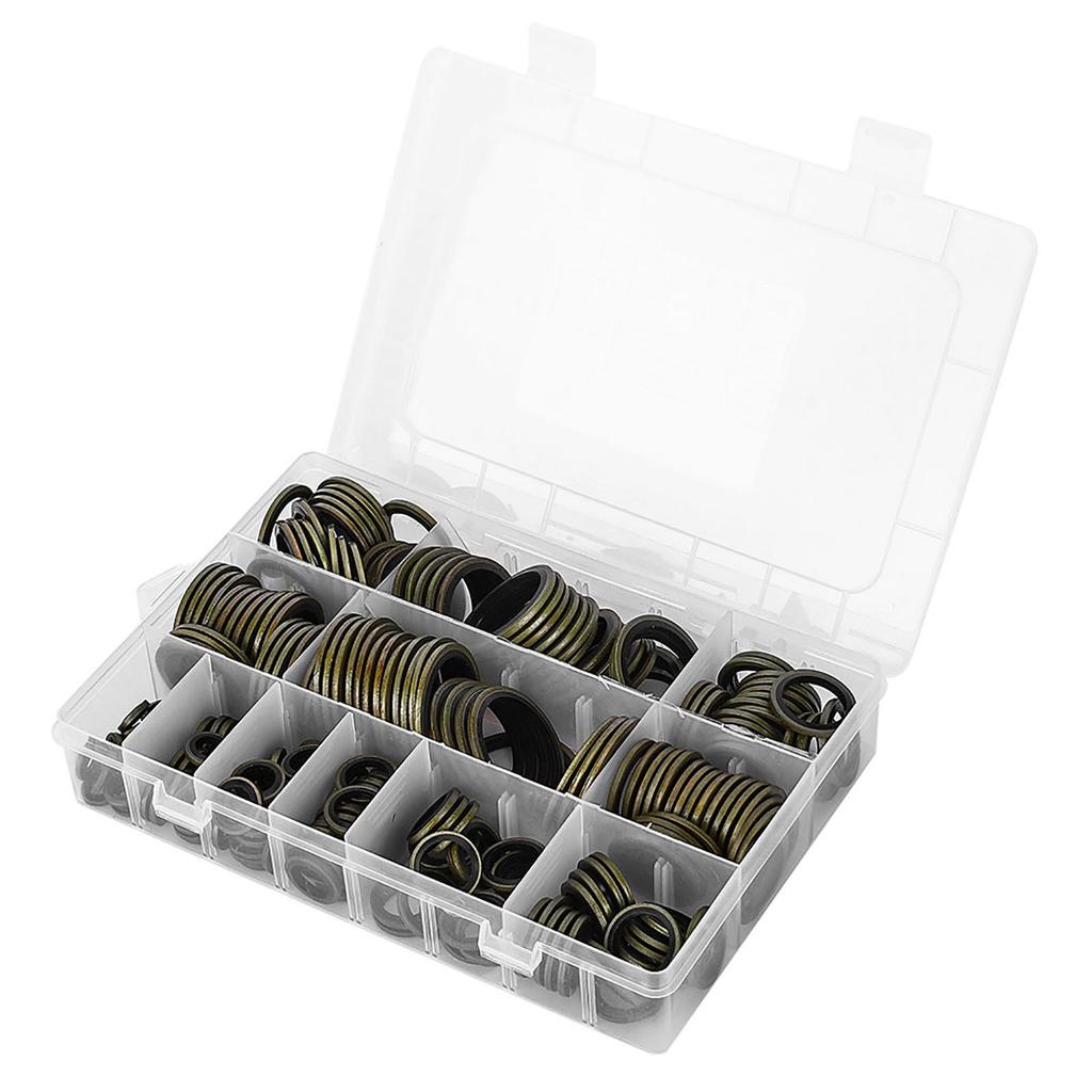 240pcs 6\8\10\12\14\16\18\20\22\24\27\30mm Metal Rubber Sealing Oil Ring Drain Plug Gasket Set