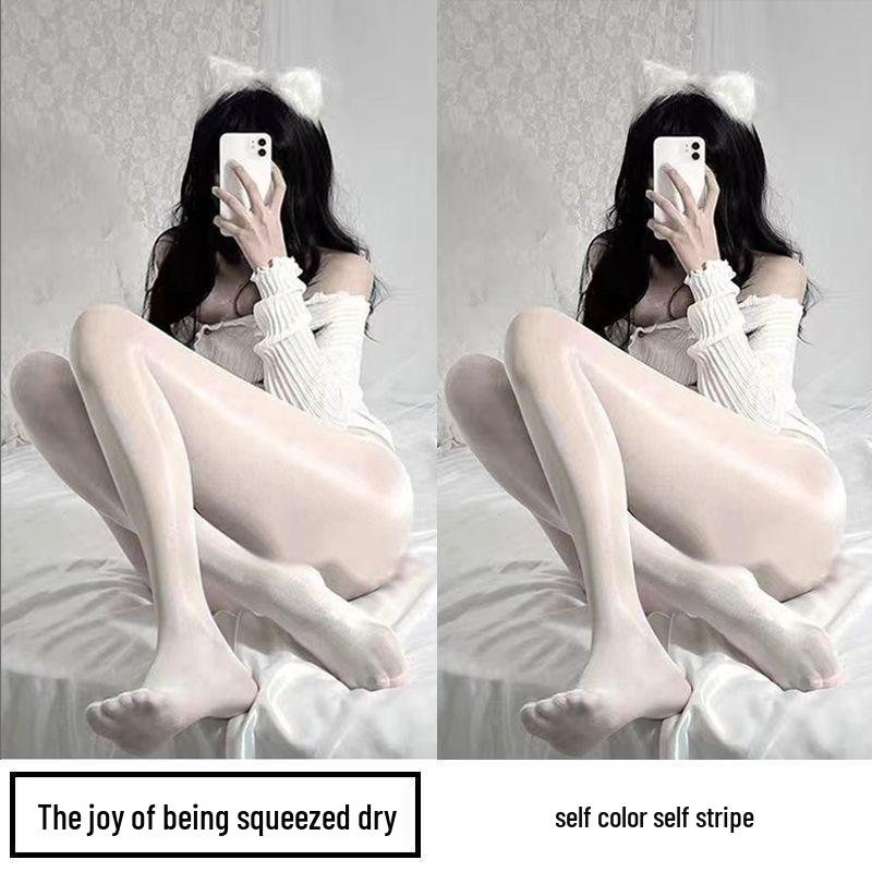 Perleťové dámské punčochy - Lesklé černé a bílé hedvábné, Ultratenké, Zeštíhlující, Šedé punčochové kalhoty pro vylepšení pokožky na léto.