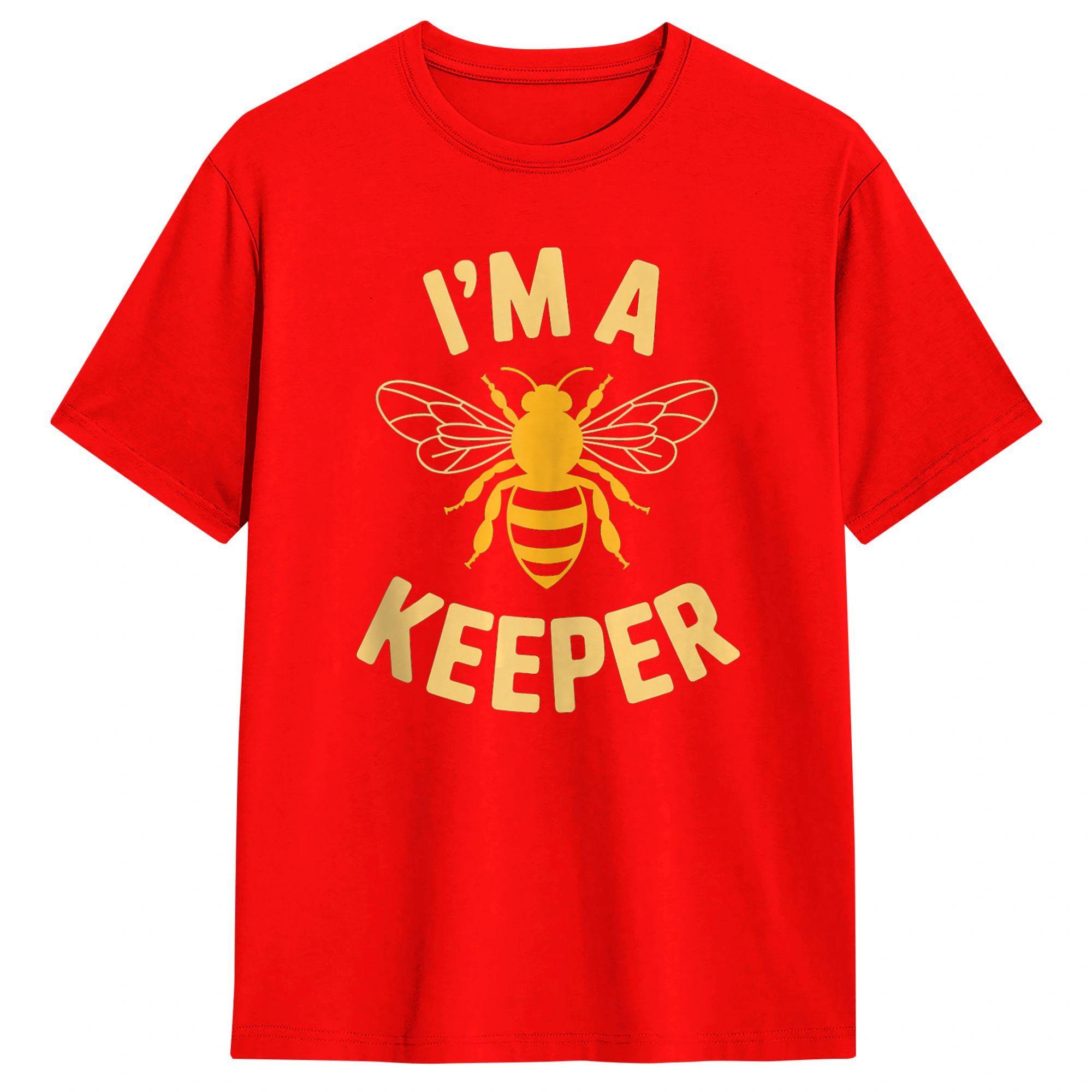 

IM A Keeper Bee Beekeeper Pun Honey Lover Unisexs T Shirts Cool Tee Shirt Short Sleeve Round Collar TShirt Cotton Classic Clothes S
