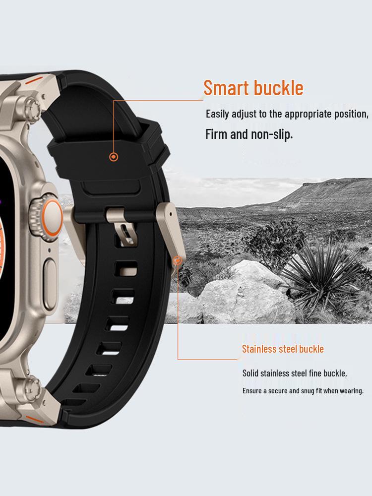 Compatible Silicone Explorer Band for Apple Watch Series 8, 9, and Ultra Models
