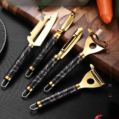 1Pc Gold Color Peeler Stainless Steel Multifunction Fruit Vegetable Planer Fish Scale Manual Quick Remover Knife Kitchen Gadgets