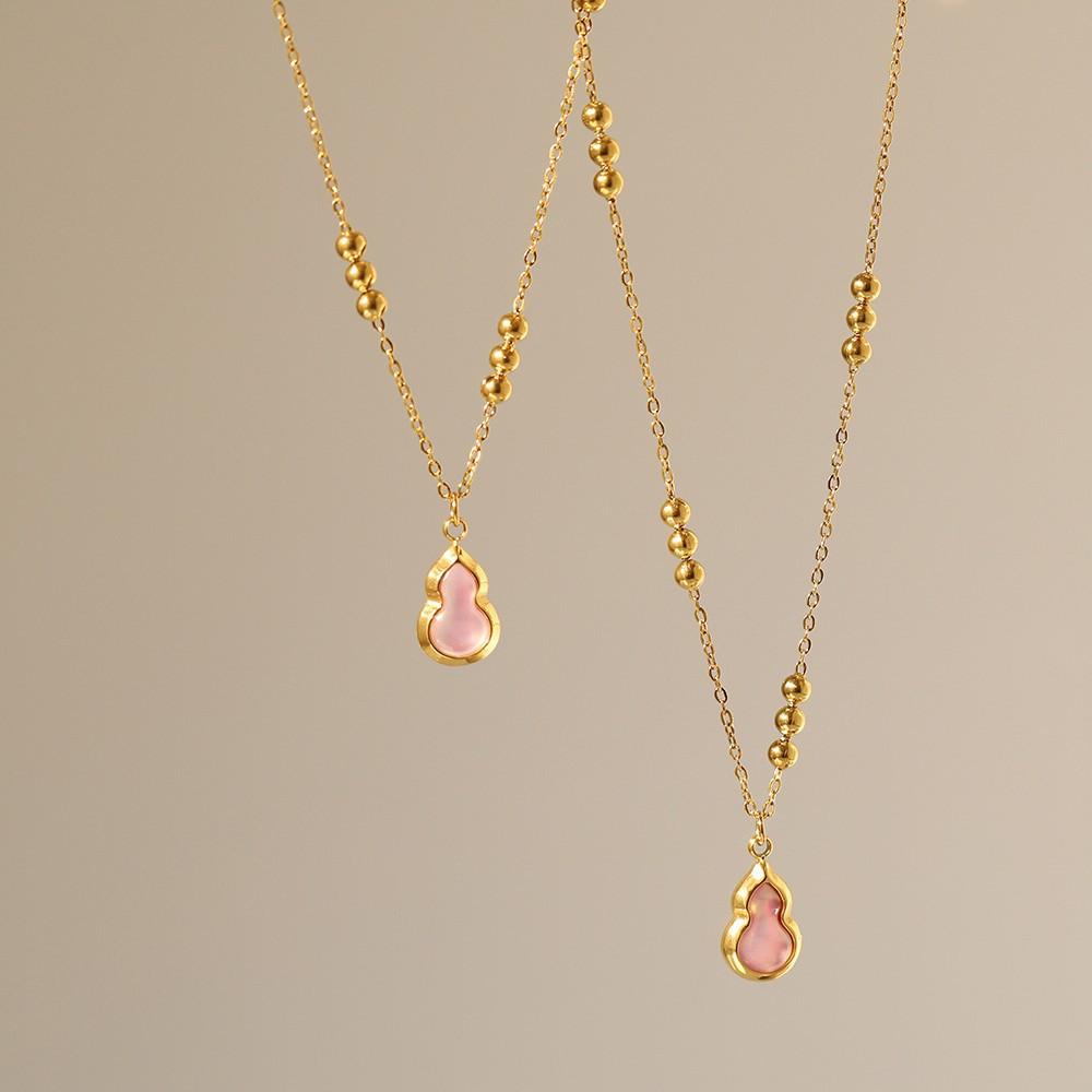 Fashion Stainless Steel Pink Shell Pendant Chic Necklace 2025 High Quality Arrivals Zircon for Women