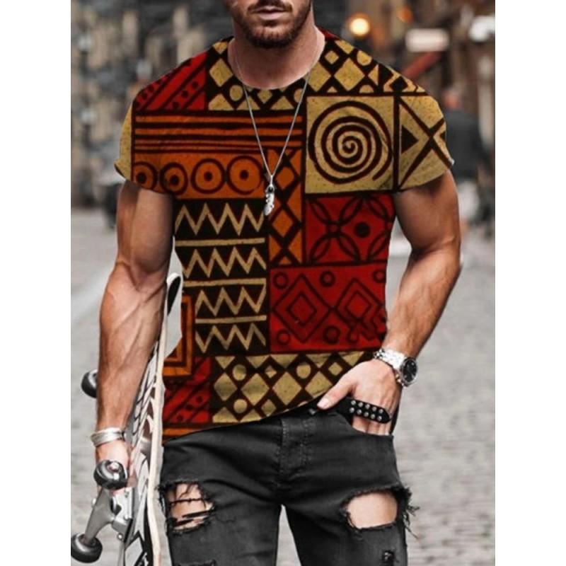 Mens Short Sleeve Crew Neck T-Shirt With Cartoon Digital Print Loose Fit Casual Wear