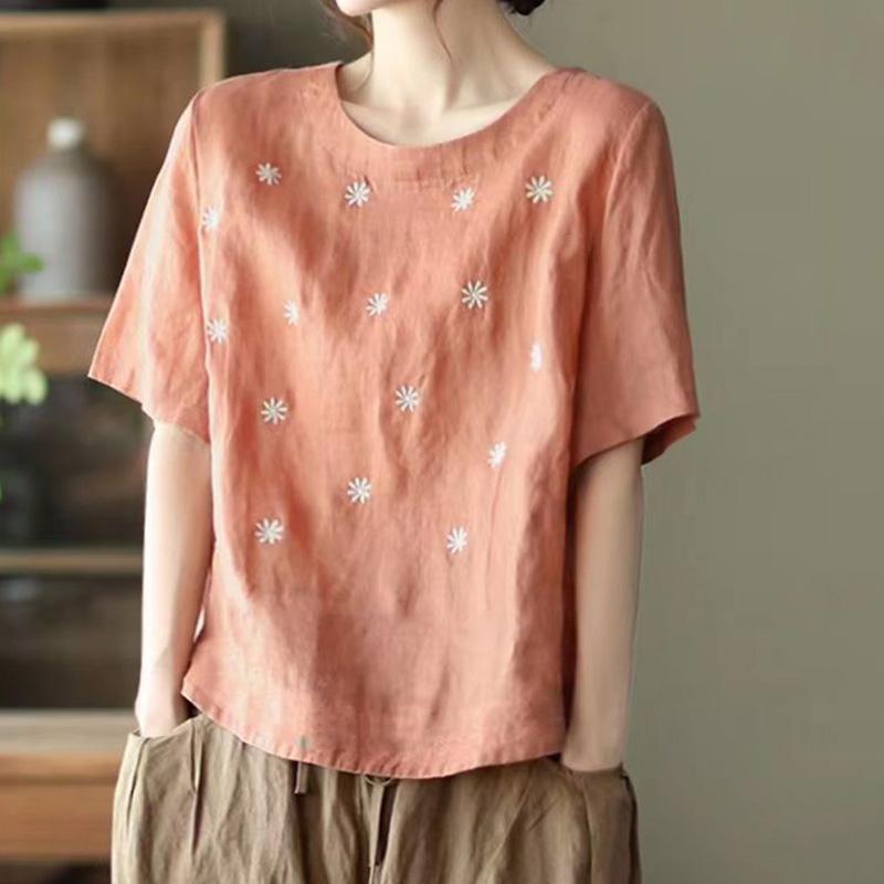 T-shirt for Women Summer Large Size Cotton T-shirt Soft Loose Printed Casual Comfortable Pullover T-shirt Top