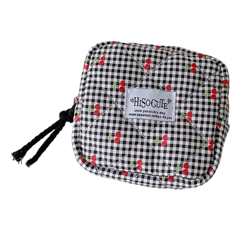 

Multifunctional Polyester Sanitary Napkin Storage Bag With Cherries Designs Portable Cosmetic Case For Women чорний