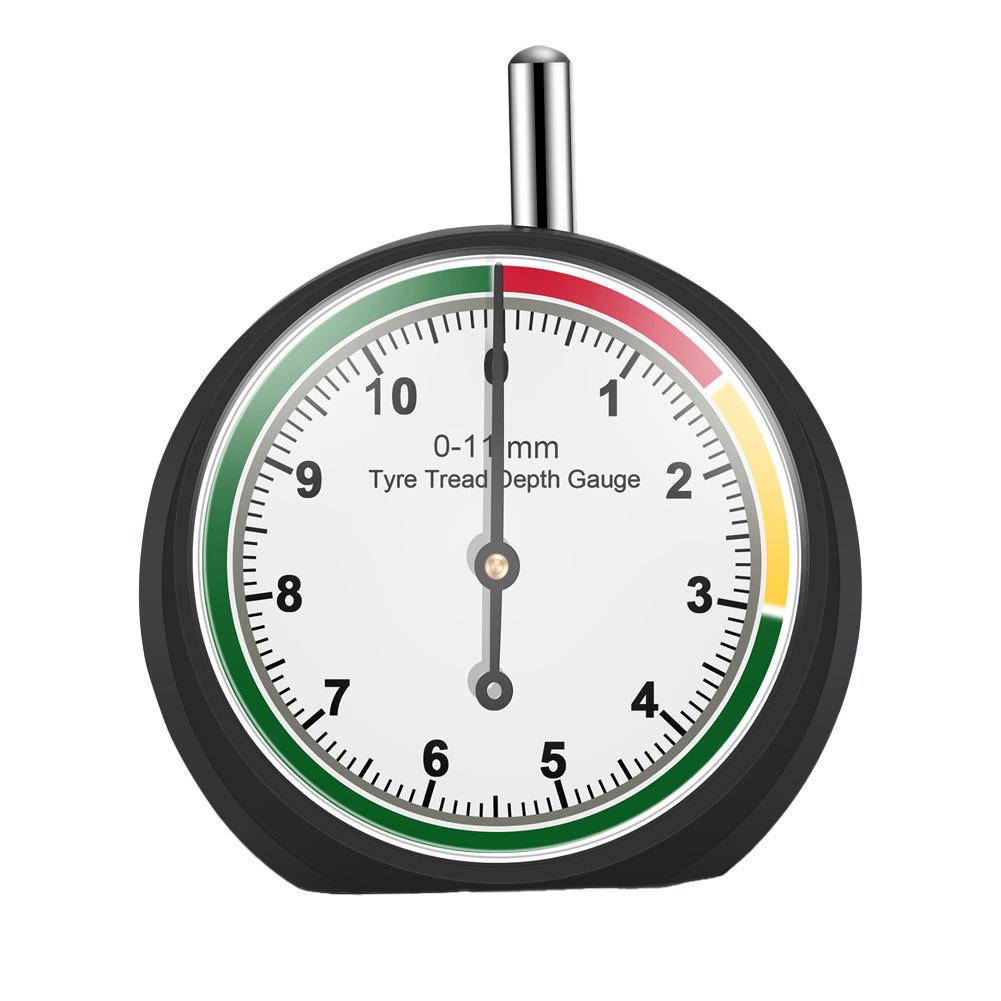 Car Tire Tread Depth Gauge 1/11mm & 1/32" Scale Needle Pointer Mechanical Gauge Metal Automotive Maintenance & Safety Tool