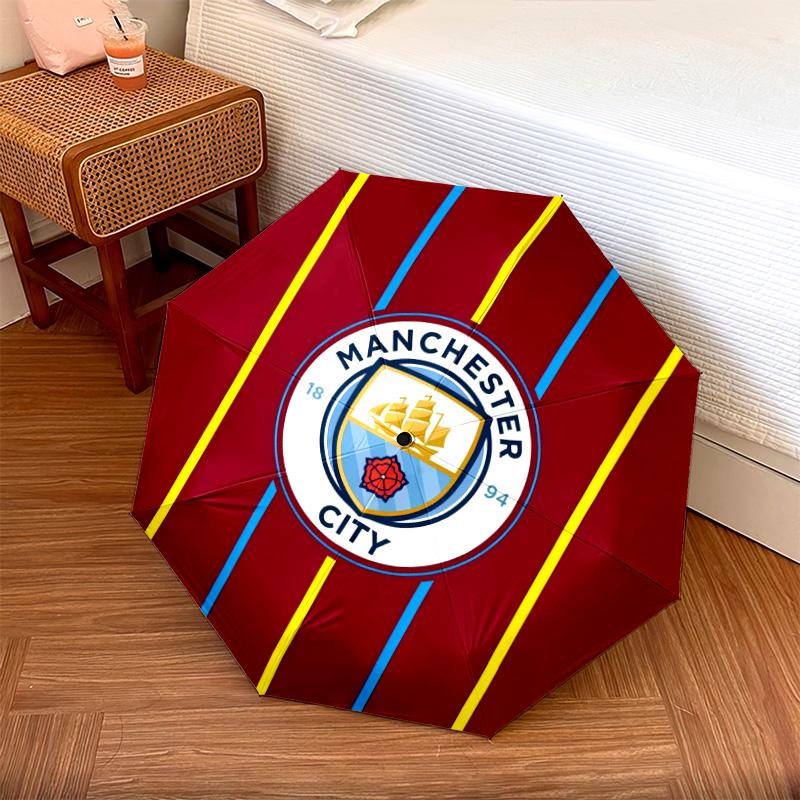 Manchester City Football Club3pattern, Automatic Folding Umbrella, Portable and Foldable Design, 8 Ribs, a Christmas or Birthday Gift.