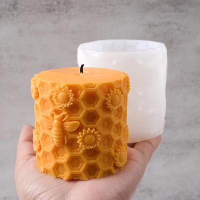 3D Bee Honeycomb Silikonowe Formy Świec, Ul, Forma Filarowa DIY Cylinder Wosk Pszczeli Zapachowy Gips Świeca Mydło Forma Wystrój Domu Prezent