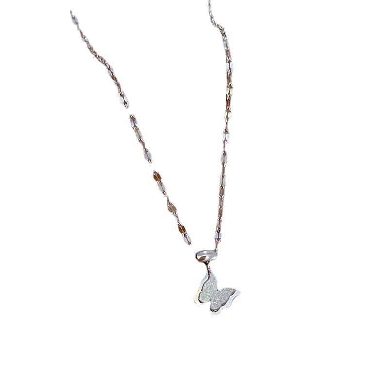Light Luxury Minimalist Butterfly Stove Real Gold Necklace Female Collarbone Chain With Jewelry