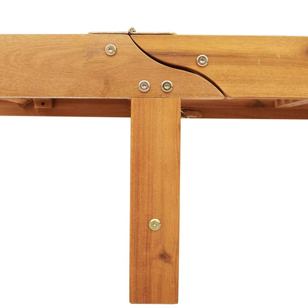 Sun Lounger with Table Solid Acacia Wood