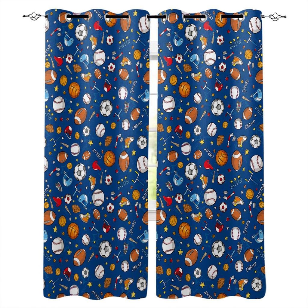 American Rugby Series Thin Sunshade Curtains Like Rugby Boys Bedroom Decoration Curtains Digital Printing Custom Style