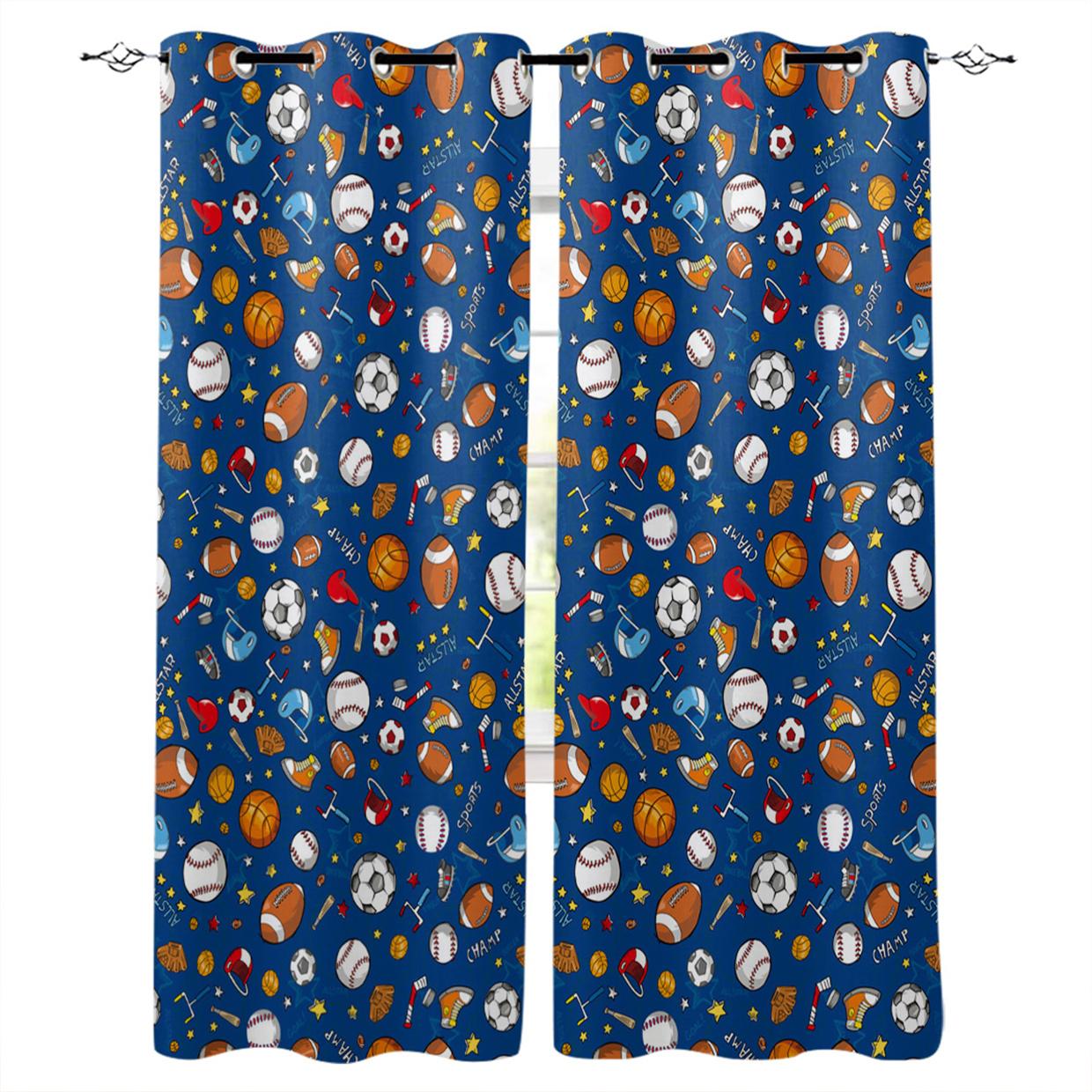 

American Rugby Series Sunshade Curtains Rugby Boys Bedroom Decor Custom Digital Printing Thin Curtains 100W130H(CM)40x51in&Hook