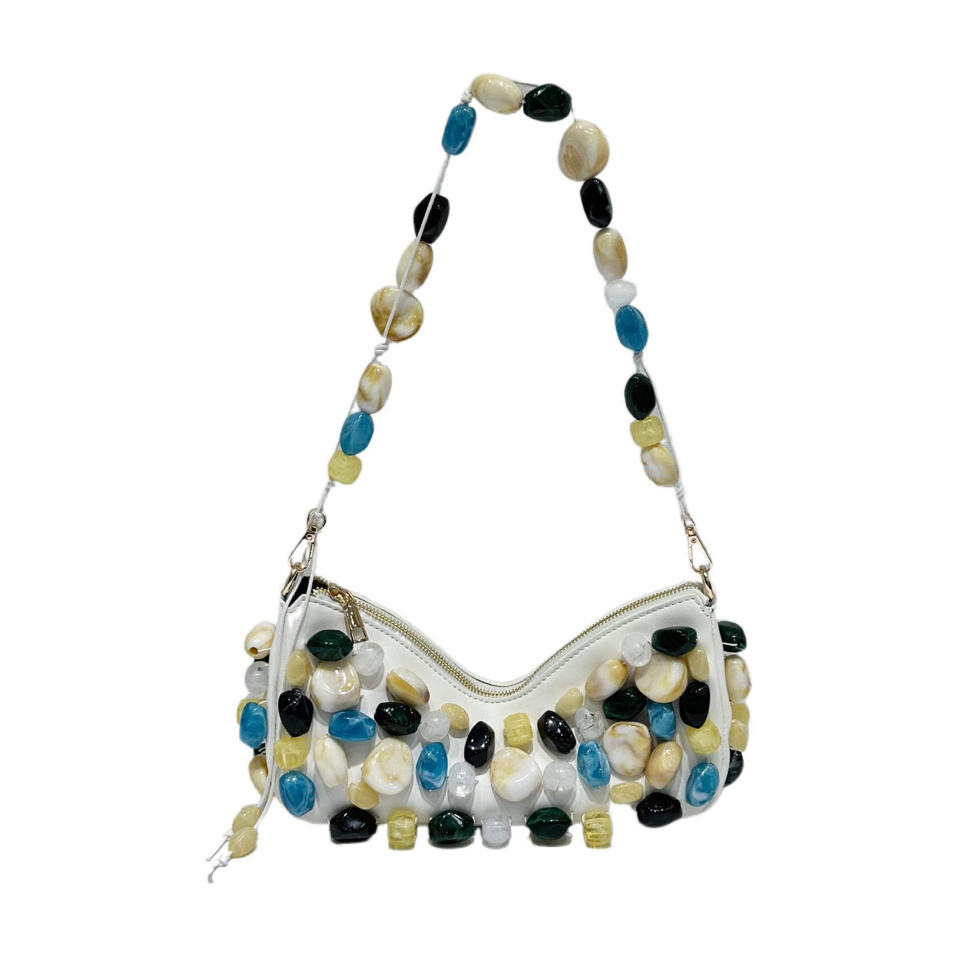 

2026 Latest Gemstone Decorated Underarm Bag for Ladies Luxury Single Shoulder Bag for women with Daily Party Use girls bag 30 cm 30x14x8cm