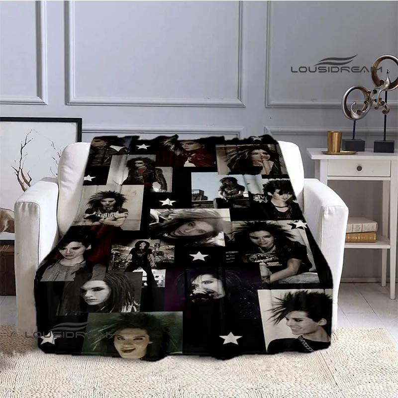 Coperta stampata retrò della band Tokio Hotel, coperta calda in flanella morbida e confortevole, biancheria da letto per casa, viaggio, regalo di compleanno