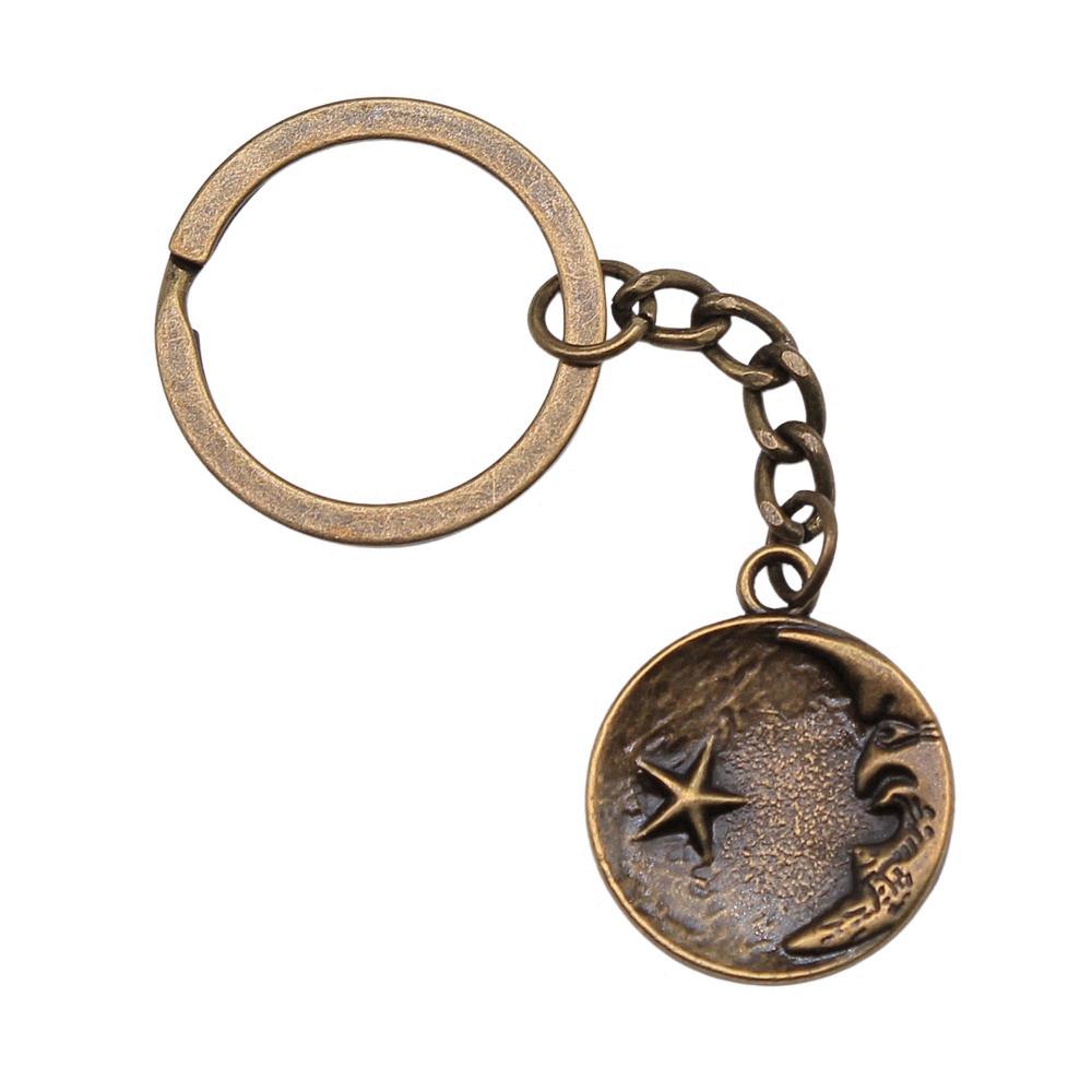 Dreifachmond Pentagramm Anhänger Schlüsselanhänger Stern Wicca Thema Schlüsselring 28mm