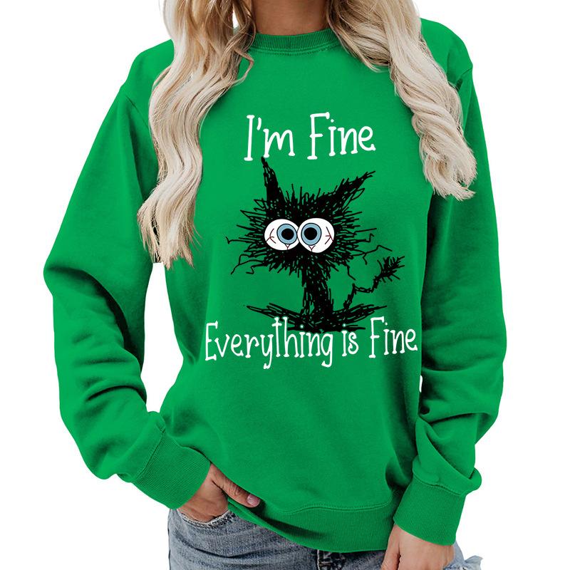 Weekends Printed Round Neck Women's Top Sweatshirt for Autumn Winter Casual Loose Fit Pullovers & Long Sleeves Women’s
