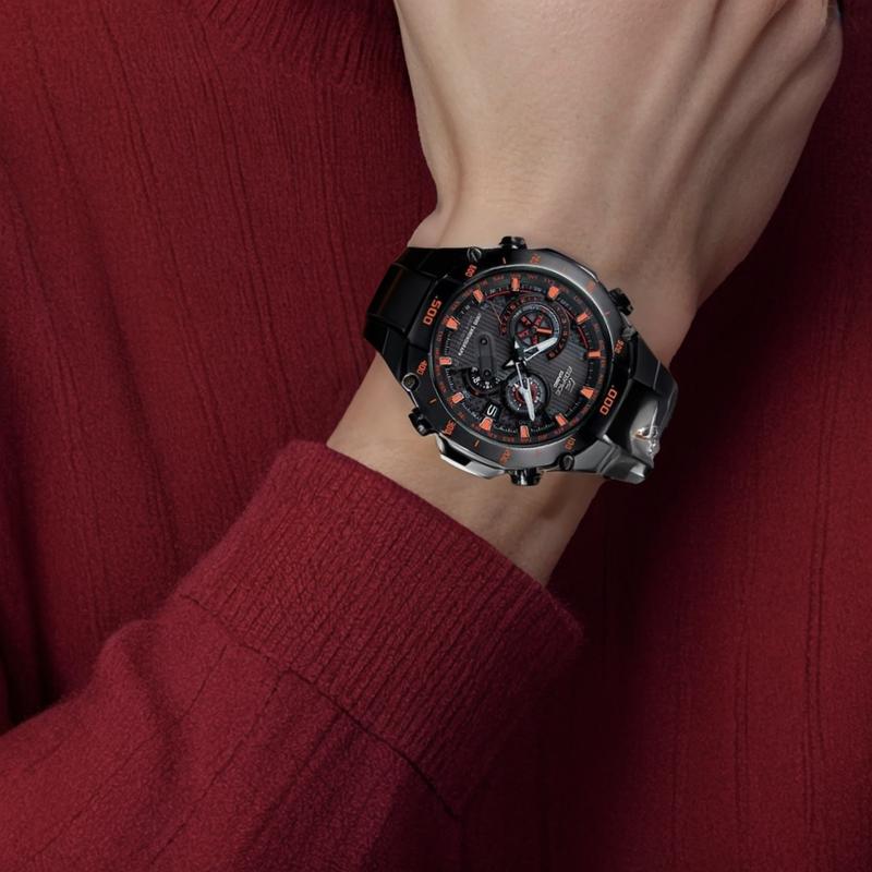 Casio EDIFICE stainless steel case black strap 100 meters waterproof quartz movement men's watch quartz movement stainless steel strap EQW-M1100DC-1A1