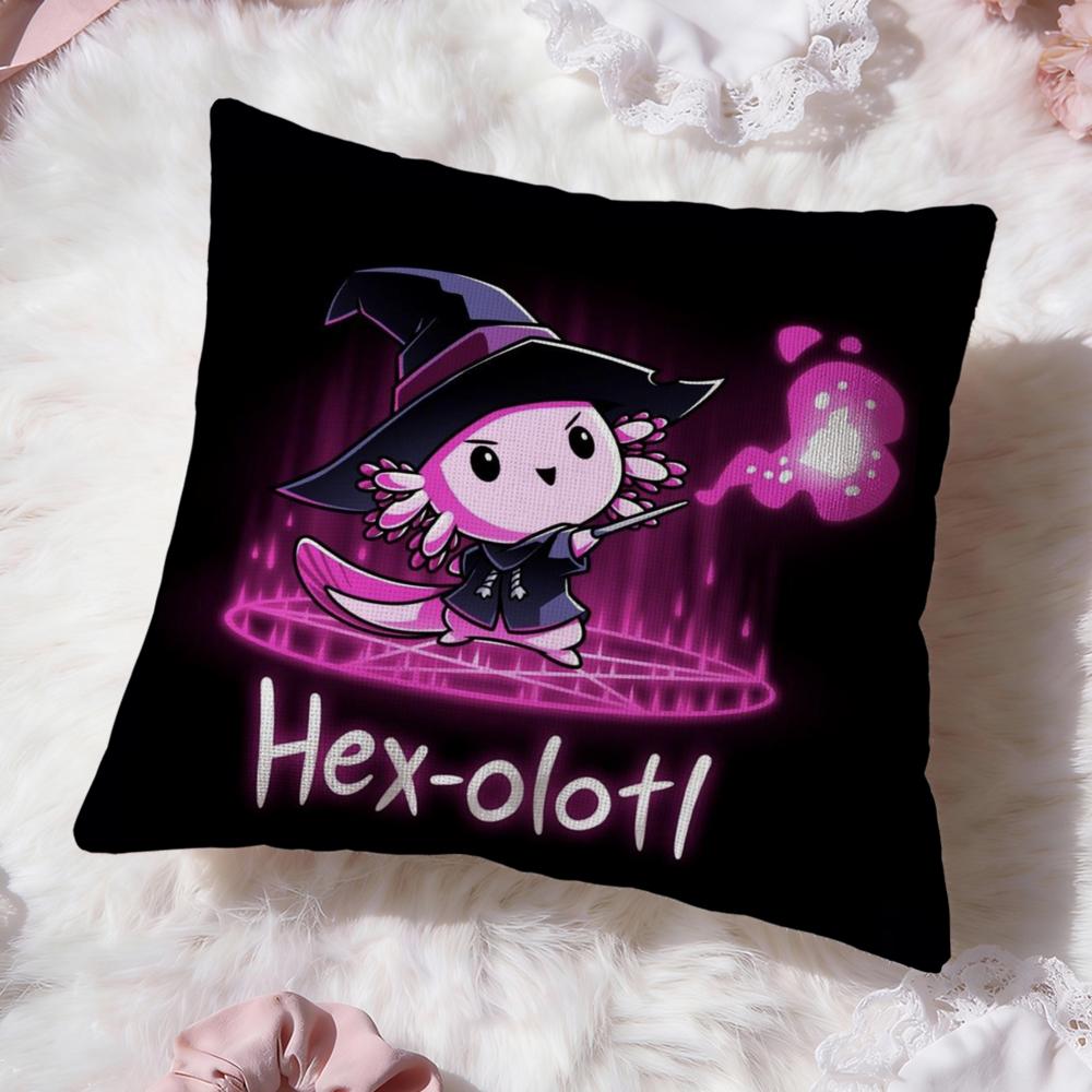 Cute Axolotl Cartoon Cushion Cover Premium Comfort Reversible Pillow Cove -Two In One Design for Any Room & Car Interior
