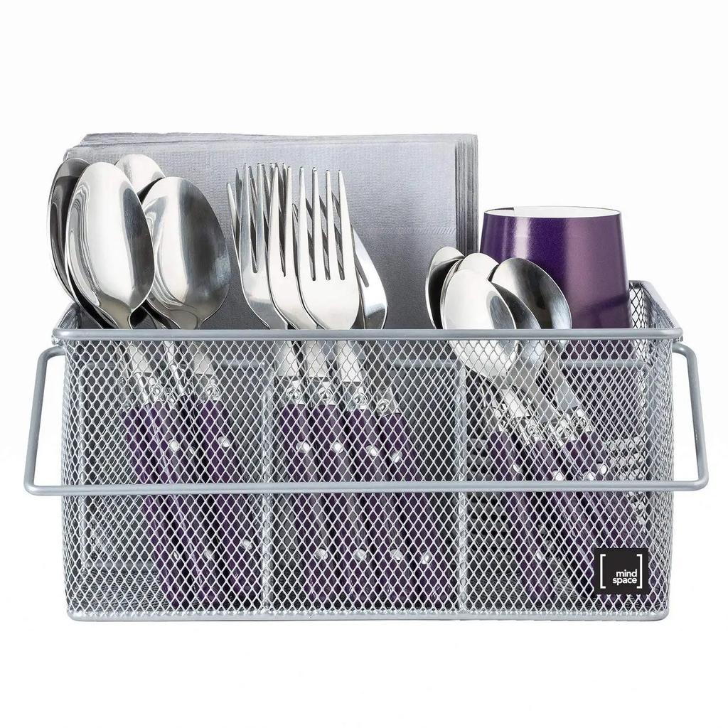 Knife and Fork Storage Basket Wrought Iron Dining Table Tableware Storage Basket Tea Restaurant Cleaning Handle Basket Organizer