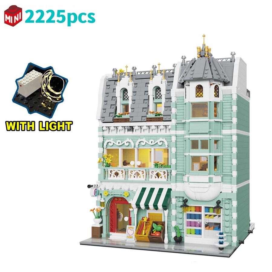 Non-Toxic Mini Bricks European Market Street Caf Villa Store House Building Blocks City Street View Scene Model Assemble Toy Kid Gifts