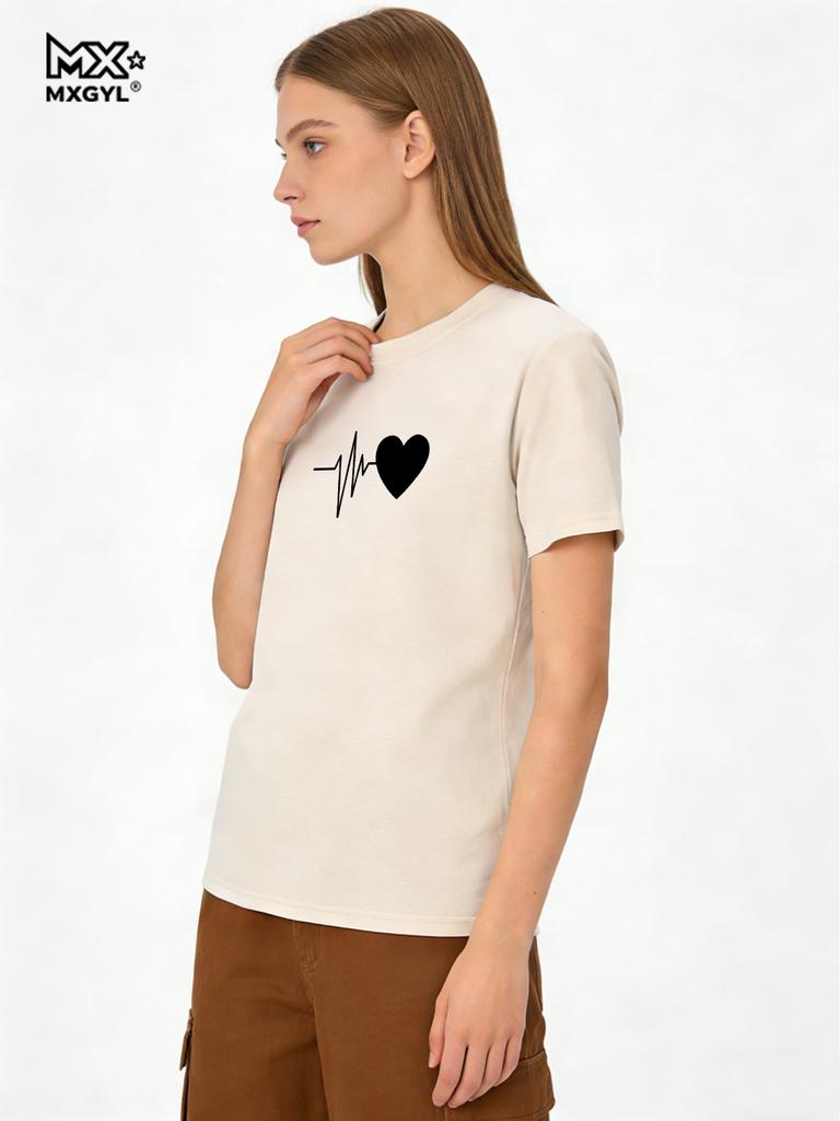 Love Heartbeat Print T-Shirt Cute Nurse Healthcare TShirt Funny Couple Matching Valentines Day Gift Shirt