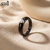 Effie Queen Stainless Steel Metal Ceramic Finger Ring Waterproof Minimalist Texture Dainty Zircon Ring Jewelry Accessories STTR