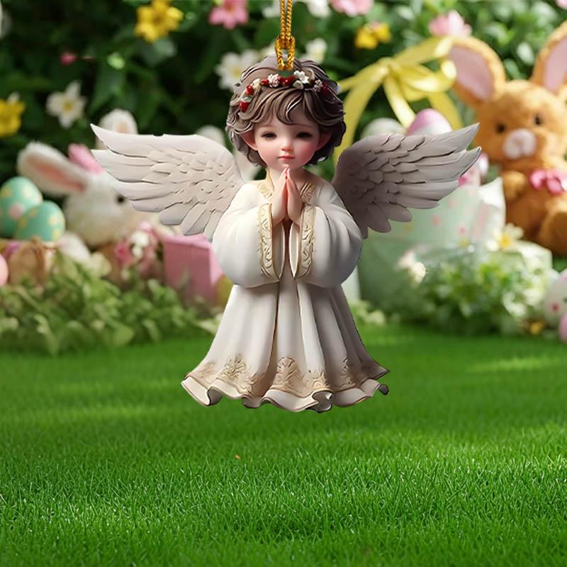 1pc Easter Praying Angel Acrylic Hanging Sign Door Wall Plaque Indoor Outdoor Home Decor