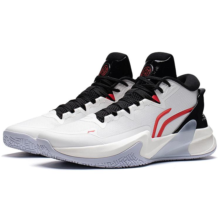 New LiNing Speed High Cushioning Anti Slip And Wear Resistant High Top Performance Basketball Shoes White Black Red ABAS097-2