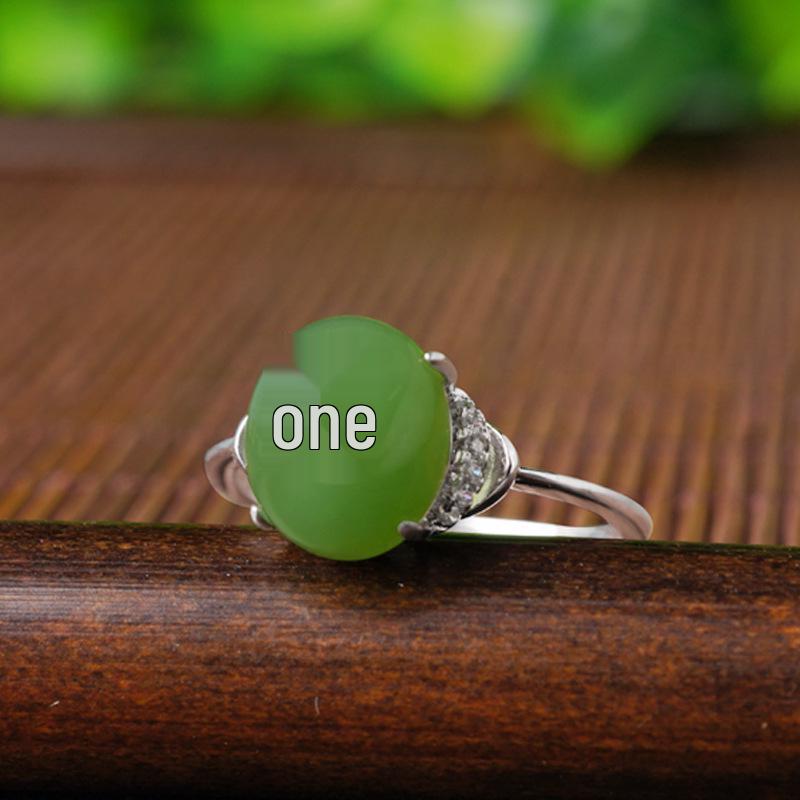 

Adjustable Chinese Retro Style Hetian Jade & Jasper Ring in 925 Sterling Silver with Certificate for Women Adjustable
