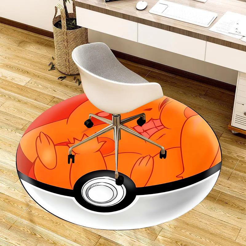 1pc Pikachu inside Poké Ball Round carpet, Made of Polyester,Perfect for Decorating Office Chairs, Living Rooms,Vibrant Decorative Rug