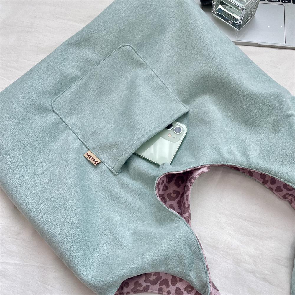 Korean Retro Leopard Print Suede Shoulder Bag - Chic Double-Sided Tote for Early Autumn