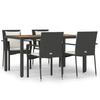 VidaXL Garden Dining Furniture and Cushions 5pcs Black Wicker 3157965