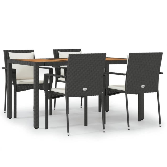 VidaXL Garden Dining Furniture and Cushions 5pcs Black Wicker 3157965