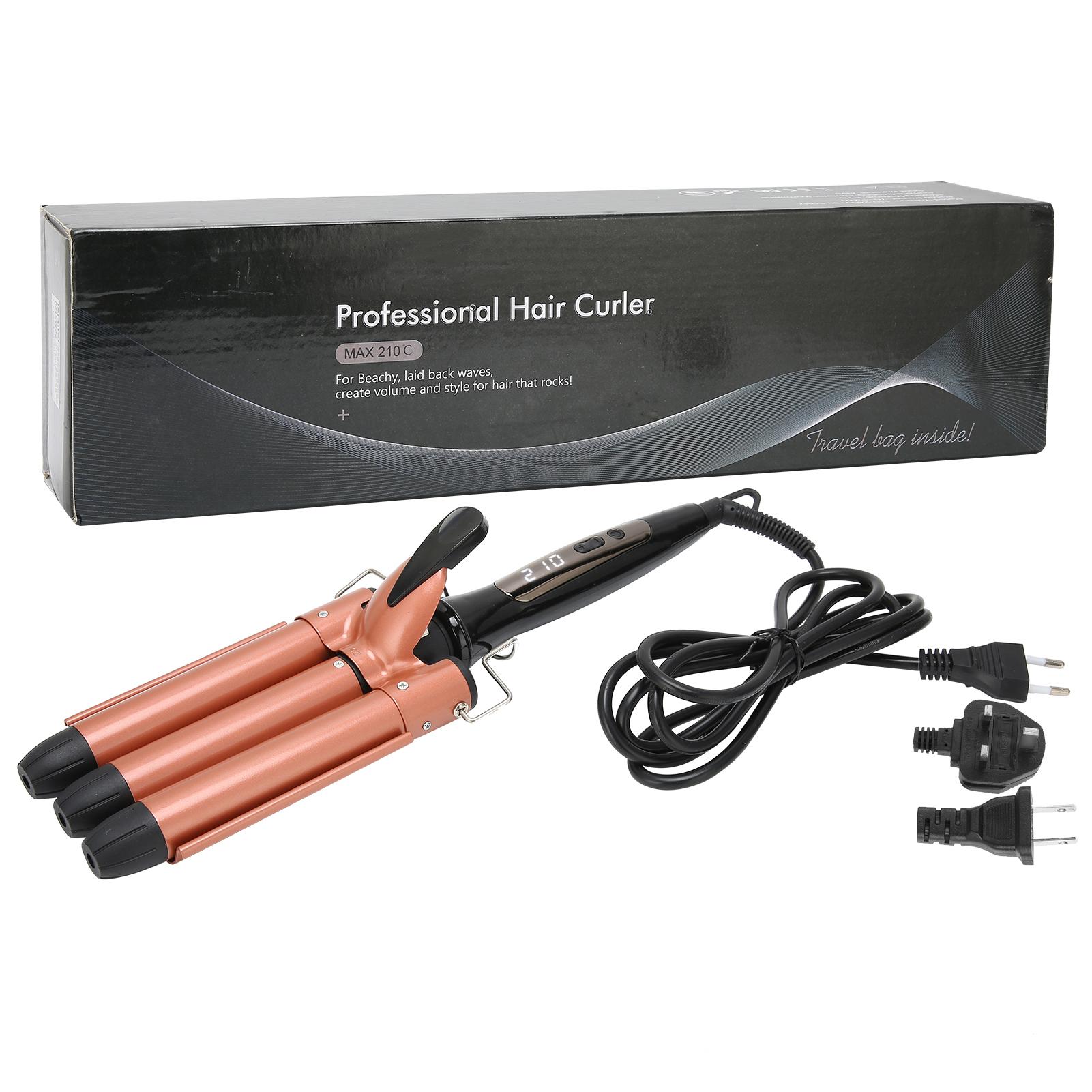 

LCD 3 Бочка Для завивки волос Утюг Температура Регулируемая бытовая портативная машина для завивки волос 25 мм