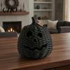 Lanterne LED pour l'Automne Panier Citrouille Tissé à la Main avec Couvercle Chapeau de Sorcière, Panier Osier Rustique Trick Black Tressé Accessoire d'Halloween ou Panier de Friandises Intérieur Extérieur