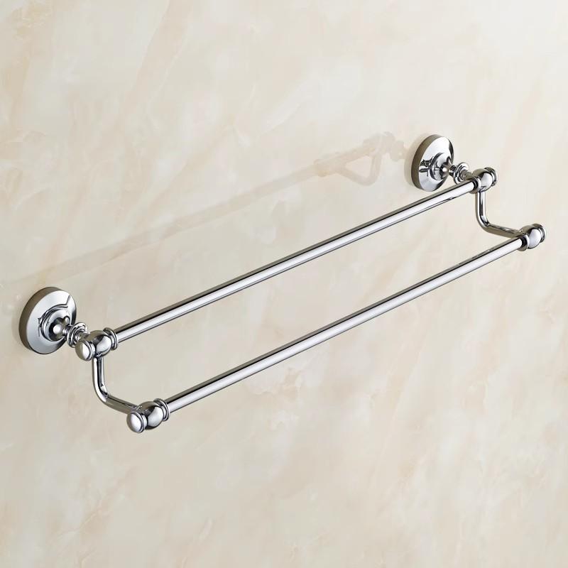 Wall Mounted Polished Chrome Brass Bathroom Double Towel Bar Towel Rail Holder Bathroom Accessory