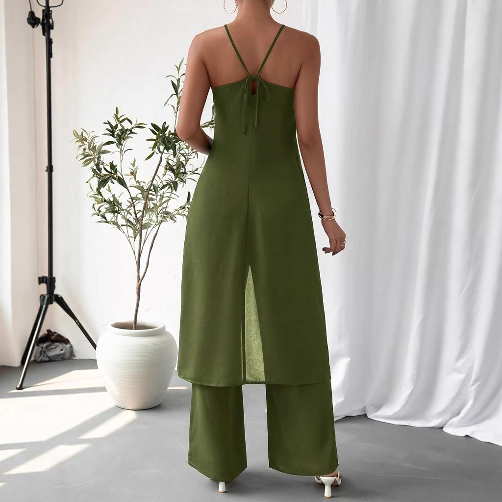 2025 Elegant Casual Solid Color Women's Camisole Two-Piece Set
